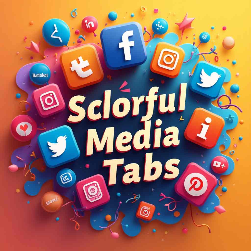 Colorful social media tabs design psd